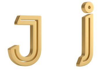 Beyaz arka plan üzerinde 3d illüstrasyon izole altın metal j alfabesi.