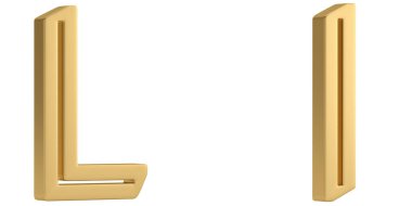 Beyaz arka plan üzerinde 3d illüstrasyon izole altın metal l alfabesi.