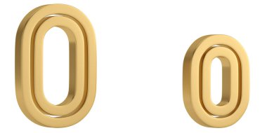 Beyaz arka plan üzerinde 3d illüstrasyon izole altın metal o alfabesi