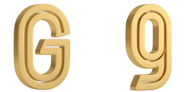 Guld Metall Alfabetet Isolerad Vit Bakgrund Illustration — Stockfoto