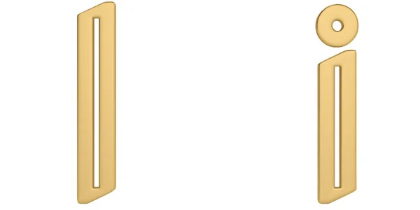 Guld Metall Jag Alfabetet Isolerad Vit Bakgrund Illustration — Stockfoto