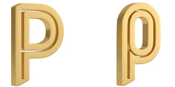 Gold Metall Alphabet Isoliert Auf Weißem Hintergrund Illustration — Stockfoto