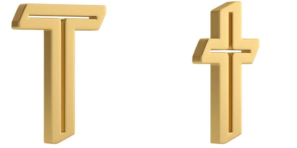 Alfabeto Metal Dourado Isolado Fundo Branco Ilustração — Fotografia de Stock