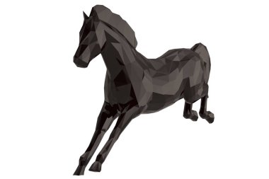 Beyaz arka plan üzerinde izole bir düşük Poli at. 3D çizim.