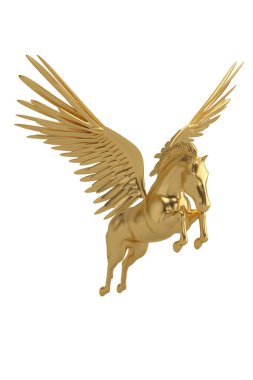 Pegasus majestic efsanevi Yunan beyaz b izole atı kanatlı.