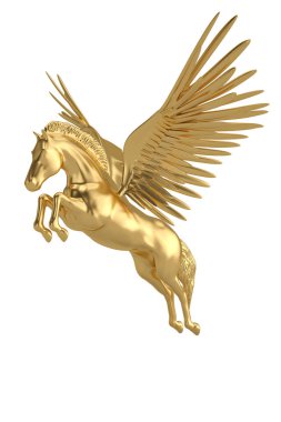 Pegasus majestic efsanevi Yunan beyaz b izole atı kanatlı.