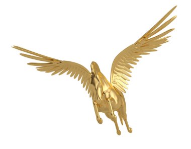 Pegasus majestic efsanevi Yunan beyaz b izole atı kanatlı.