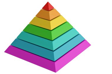 Colorful pyramid isolated on white background 3D illustration. clipart