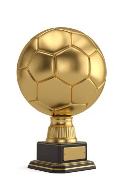 Beyaz arka plan üzerinde 3d illustratio izole altın futbol kupa