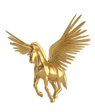 Pegasus majestic efsanevi Yunan beyaz b izole atı kanatlı.
