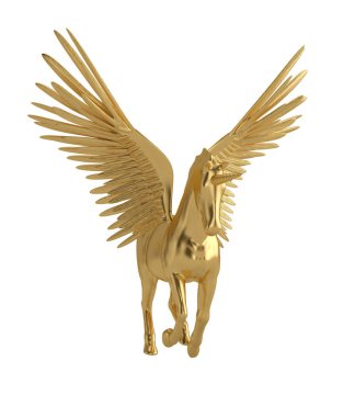 Pegasus majestic efsanevi Yunan beyaz b izole atı kanatlı.