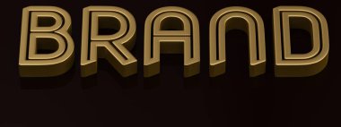 Siyah arka plan marka kavramı tasarım 3d Hüseyin altın kelime markası