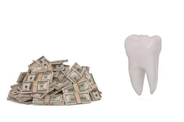 Куча долларов с выделенными зубами на белом фоне. 3D il — стоковое фото