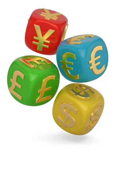 Valutasymbolen med kub isolerad på vit bakgrund. 3D Ilus — Stockfoto