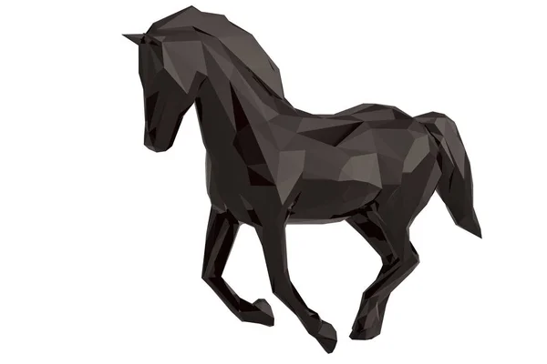 En låg poly häst isolerad på vit bakgrund. 3D illustration. — Stockfoto