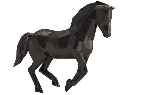 Een laag poly paard geïsoleerd op een witte achtergrond. 3D illustratie. — Stockfoto