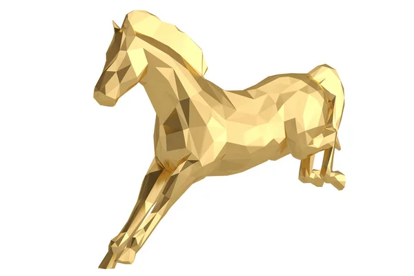 En låg poly häst isolerad på vit bakgrund. 3D illustration. — Stockfoto