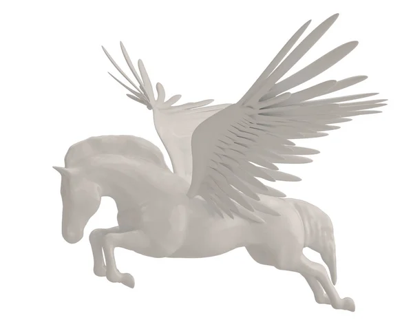 Pegaso majestuoso caballo alado griego mítico aislado en blanco b —  Fotos de Stock