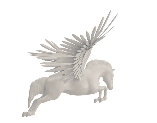 Pegasus majestic efsanevi Yunan beyaz b izole atı kanatlı.