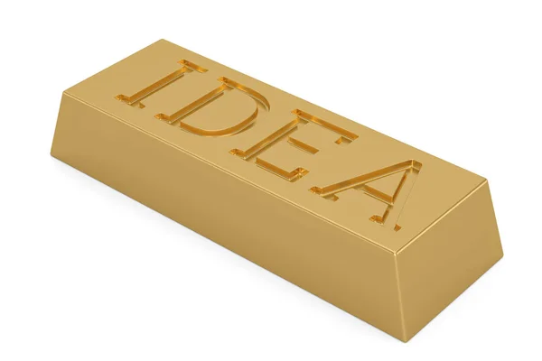 Zlatý ingot a nápad slovo izolovaných na bílém pozadí 3d illustr — Stock fotografie