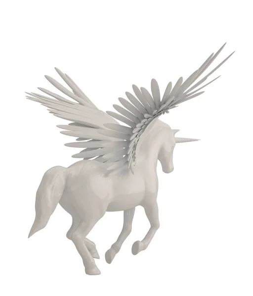 Pegasus majestic efsanevi Yunan beyaz b izole atı kanatlı.