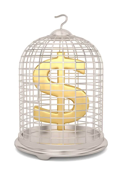 Valutasymbool met vogelkooi op wit wordt geïsoleerd background 3d ik — Stockfoto