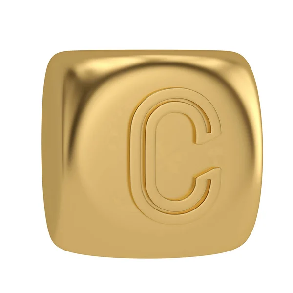 Alfabeto cubo dourado isolado sobre fundo branco ilustratio 3D — Fotografia de Stock