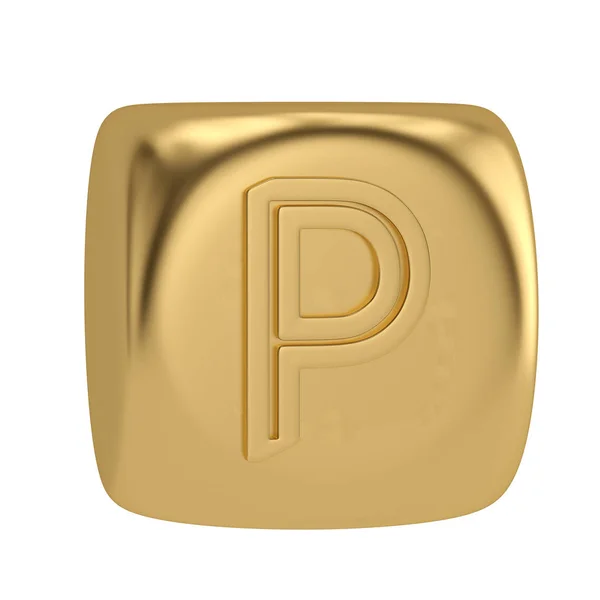Zlaté kostky abeceda izolovaných na bílém pozadí 3d illustratio — Stock fotografie