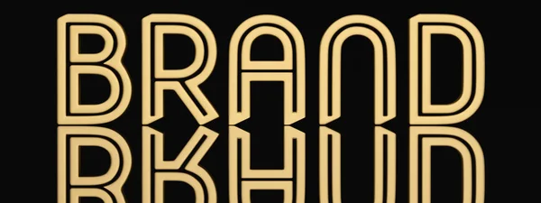 Gold word brand on black background brand concept design 3D illu — Stock Photo, Image