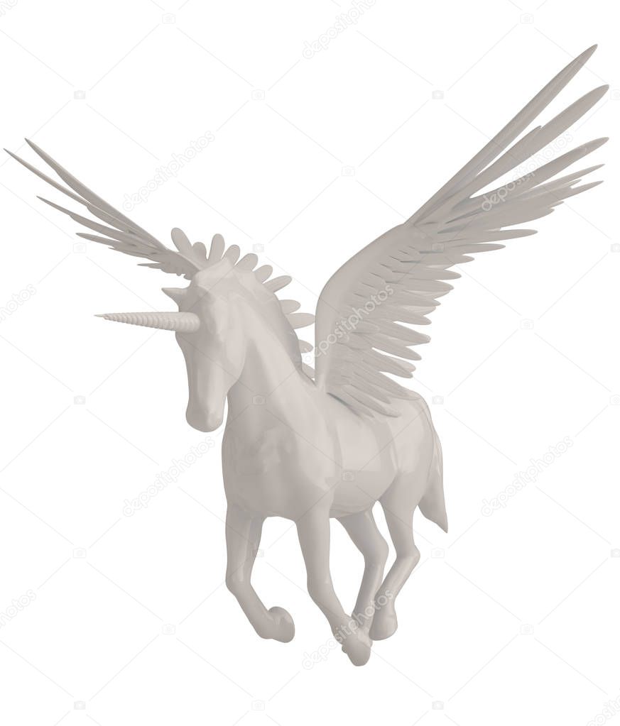 Pegasus majestic mythical greek winged horse isolated on white b
