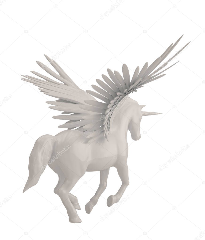 Pegasus majestic mythical greek winged horse isolated on white b