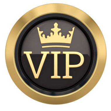 Crown Vip simgesi beyaz arka plan 3D illüstrasyon izole.