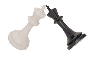 Beyaz satranç kralı ve siyah Kral beyaz arka plan 3D üzerinde izole 