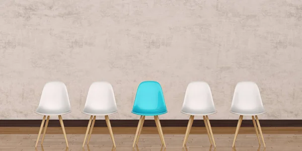 Chairs in modern design arranged in front of the gradient grey w — Stock Photo, Image