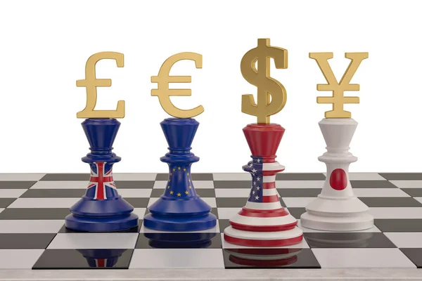 Pénz sakk az arany pénznem szimbóluma elszigetelt fehér háttérben — Stock Fotó