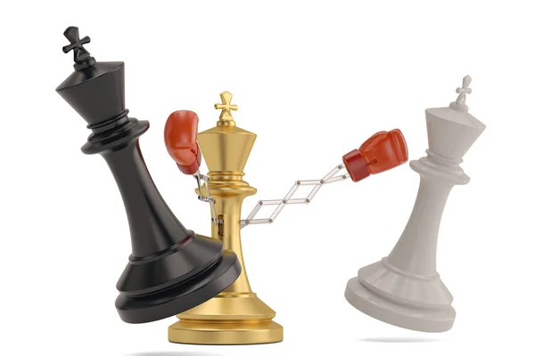 Concepto secreto de negocio de armas con una broma de ajedrez rey de boxeo glo —  Fotos de Stock