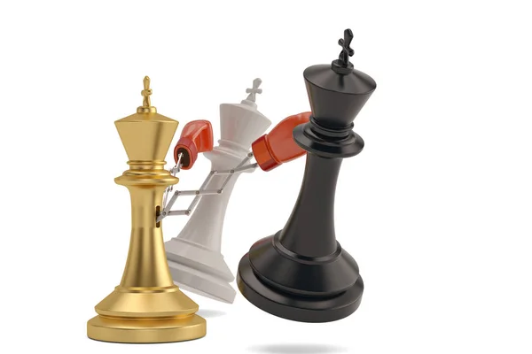 Arma segreta concetto di business con un re degli scacchi scherzo boxe glo — Foto Stock