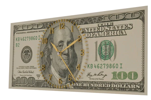 Americké dolarové hodiny izolovány na bílém pozadí. 3D ilustrace. — Stock fotografie