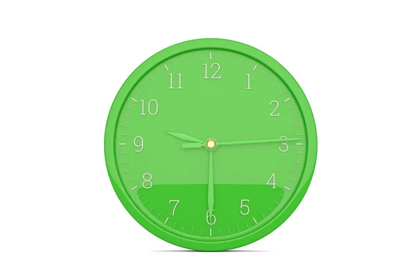 흰색 배경에 고립 된 큰 녹색 시계. 3d 일러스트레이션. — 스톡 사진