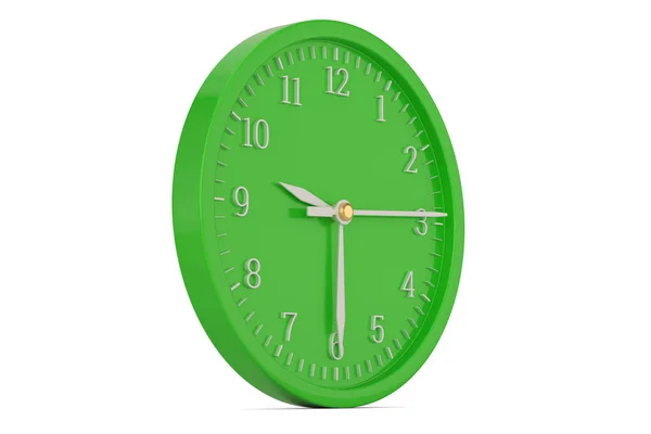 Große grüne Uhr isoliert auf weißem Hintergrund. 3D-Illustration. — Stockfoto