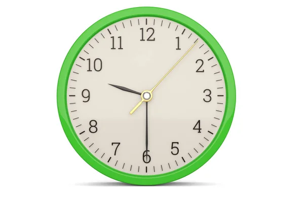 Große grüne Uhr isoliert auf weißem Hintergrund. 3D-Illustration. — Stockfoto