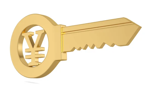 Gold currency symbol key isolated on white background 3D illustr — Stock Photo, Image