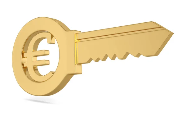 Symbol zlaté měny – klíč izolovaný na bílém pozadí 3D illustr — Stock fotografie