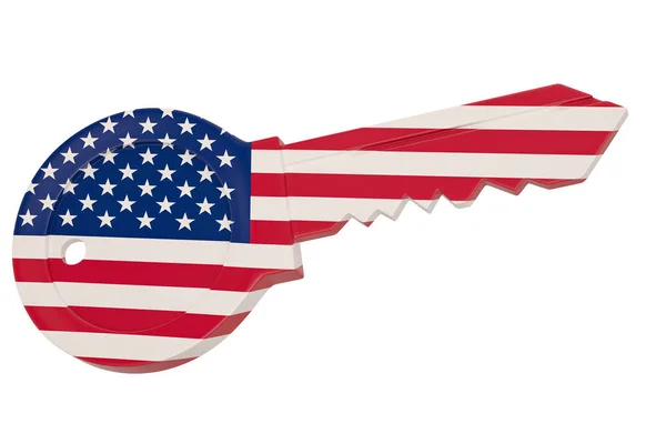 Symbole clé drapeau américain isolé sur fond blanc. Poussière 3D — Photo