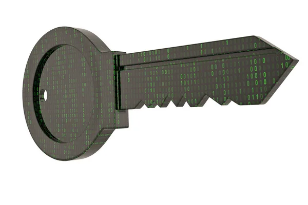 Símbolo de chave digital isolado no fundo branco. Ilustração 3D — Fotografia de Stock