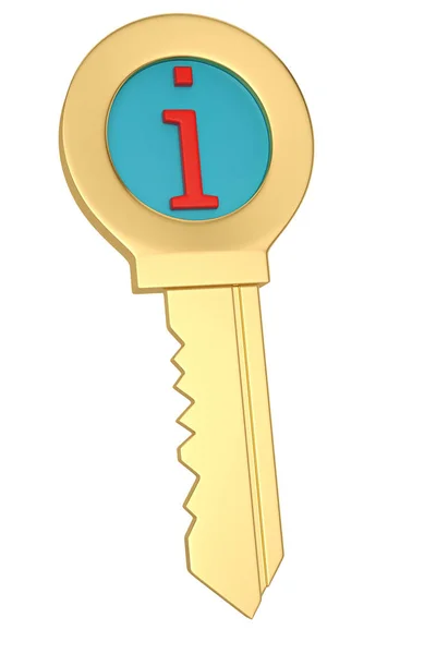 Golden key symbol isolated on white background. 3D illustration. — Stock Photo, Image