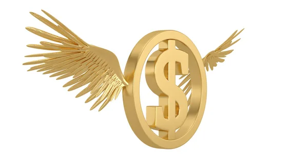 Vleugels met valutasymbolen geïsoleerd op witte achtergrond. 3D ziek — Stockfoto