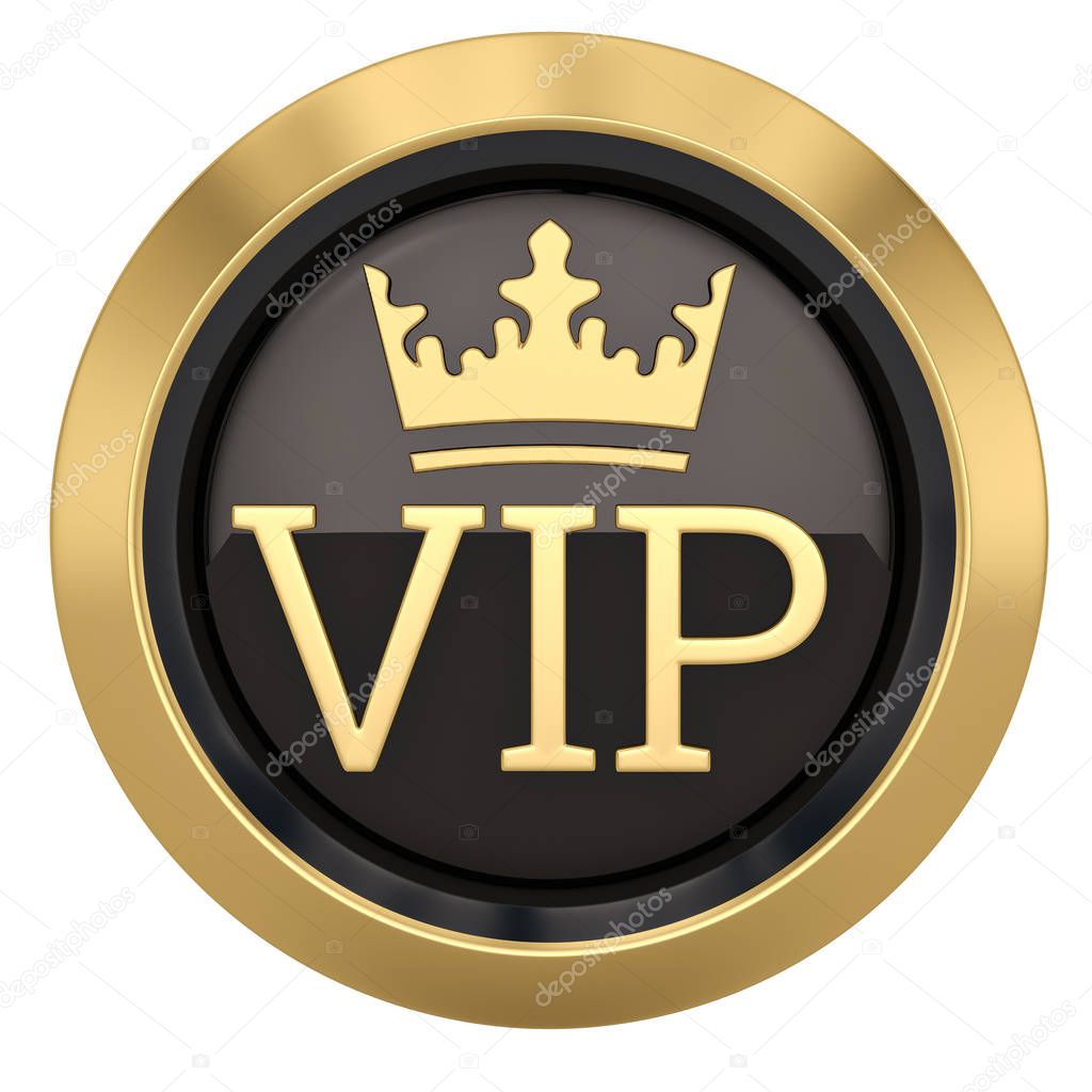 Crown VIP icon isolated on white background 3D illustration.