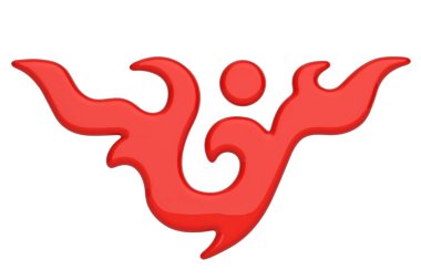 Beyaz arka planda izole edilmiş ateş sembolü. 3d illüstrasyon.