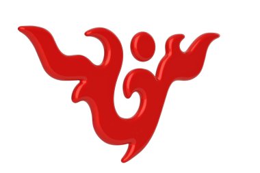 Beyaz arka planda izole edilmiş ateş sembolü. 3d illüstrasyon.